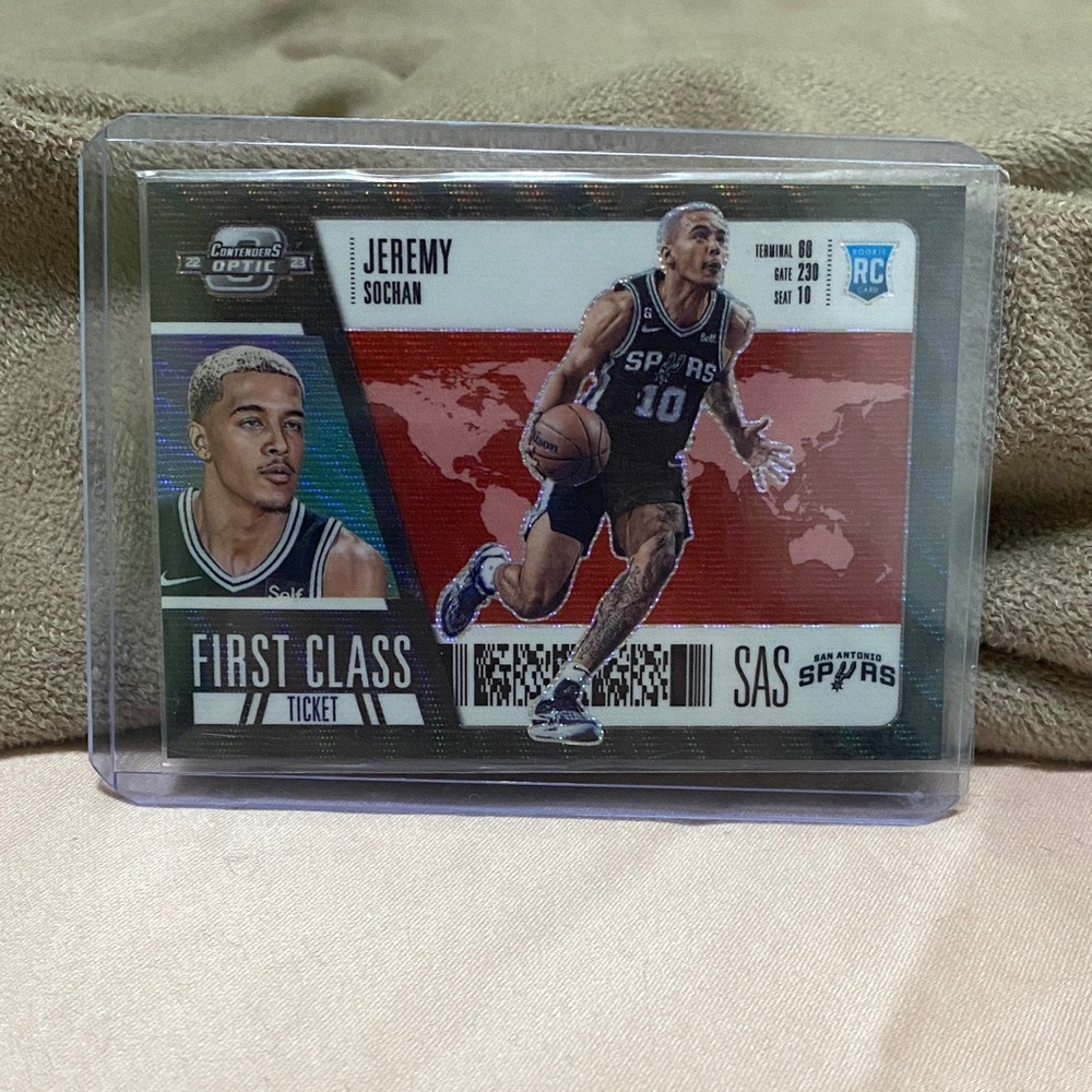 2022 Panini Prizm Spectra Jeremy Sochan First Class Ticket Red Wave!!!